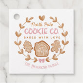 ピンクかわいいジンジャーブレッドクリスマスクッキー交換 フェイバータグ (正面)