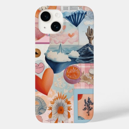 ピンクかわいいトレンディー名門私立校風のコラージスクラップブック Case-Mate iPhoneケース (裏面)