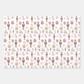 ピンクかわいいナツクラッカーシュガーランドウォーターカラー ラッピングペーパーシート (正面)