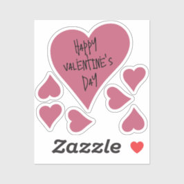 ピンクかわいいハッピーバレンタインデーハートシール シール
