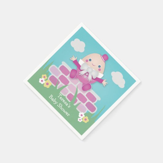 ピンクかわいいハンプティ・ダンプティ赤ちゃんシャワー スタンダードカクテルナプキン (角)