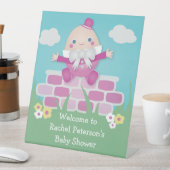 ピンクかわいいハンプティ・ダンプティ赤ちゃんシャワー 台座サイン (インサイチュ)