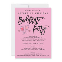 ピンクかわいいバチェロレッテ招待状