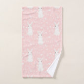 ピンクかわいいバニーの女の子 バスタオルセット (ハンドタオル)