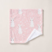 ピンクかわいいバニーの女の子 バスタオルセット (ウォッシュタオル)