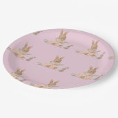 ピンクかわいいバニーの女の子 ペーパープレート (アングル)