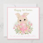 ピンクかわいいバニー孫娘1stイースターカード カード (正面)