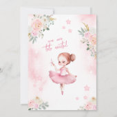 ピンクかわいいバレリーナ誕生日の女の子の招待 招待状 (裏面)