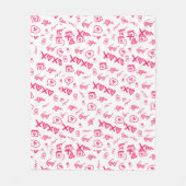 ピンクかわいいバレンタインデー フリースブランケット (正面)