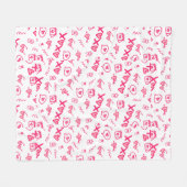 ピンクかわいいバレンタインデー フリースブランケット (正面(横))