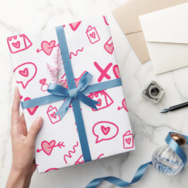 ピンクかわいいバレンタインデー ラッピングペーパー