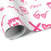 ピンクかわいいバレンタインデー ラッピングペーパー (ロールコーナー)