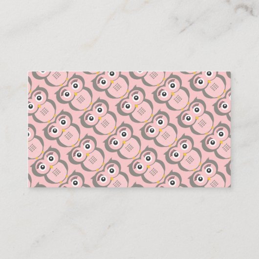 ピンクかわいいフクロウおむつラッフル エンクロージャーカード (裏面)