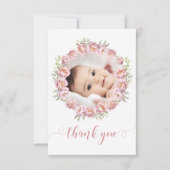 ピンクかわいいフローラベビーガールシャワーサンキューカード サンキューカード (正面)