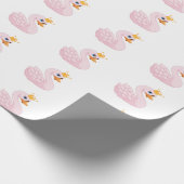 ピンクかわいいプリンセスススワン白い誕生日の女の子 ラッピングペーパー (角)