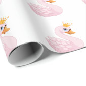 ピンクかわいいプリンセスススワン白い誕生日の女の子 ラッピングペーパー (ロールコーナー)