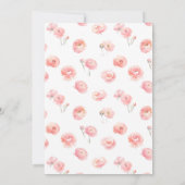 ピンクかわいいベビーの開花フローラベビーガールシャワー 招待状 (裏面)