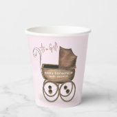 ピンクかわいいベビーガールシャワーカスタム 紙コップ (正面)