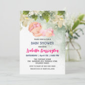 ピンクかわいいベビーガールデイジー花ベビーシャワー子供 招待状 (スタンド正面)