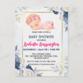 ピンクかわいいベビーガールバラ花ベビーシャワー子供 ポストカード (正面)