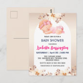 ピンクかわいいベビーガールバラ花ベビーシャワー子供 ポストカード (正面/裏面)