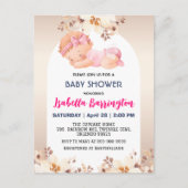 ピンクかわいいベビーガールバラ花ベビーシャワー子供 ポストカード (正面)