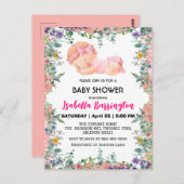 ピンクかわいいベビーガール花ベビーシャワー子供 ポストカード (正面/裏面)