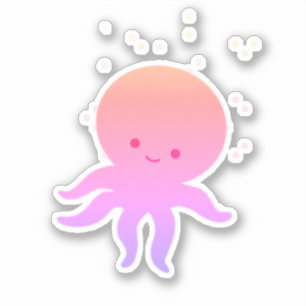 ピンクかわいいベビータコ漫画 シール