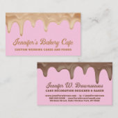 ピンクかわいいベーカリーパティシエ抽象芸術クリーミー 名刺 (正面/裏面)