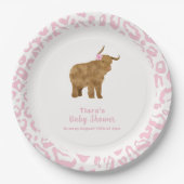 ピンクかわいいボホホーホーホーホーホーフローラガールベビーシャワー ペーパープレート (正面)