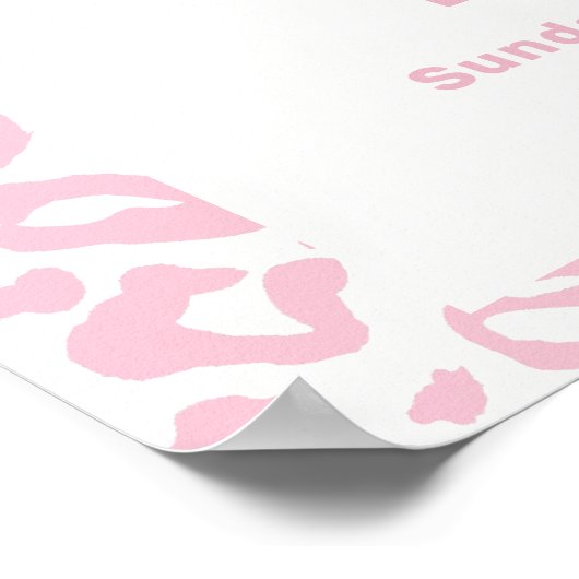 ピンクかわいいボホ聖い牛の女の子ベビーシャワーへようこそ ポスター (角)