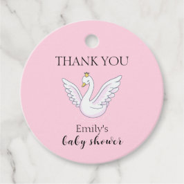 ピンクかわいいモダン甘いプリンセススワンベビーシャワー フェイバータグ