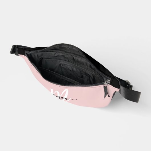 ピンクかわいいモノグラム名少女の脚本 ファニーパック (見開き)