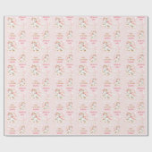 ピンクかわいいユニコーン女の子1st誕生日の名前 ラッピングペーパー (フラット)