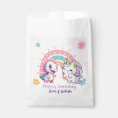 ピンクかわいいユニコーン恐竜の虹の誕生日パーティー フェイバーバッグ (正面)