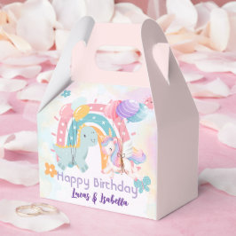 ピンクかわいいユニコーン恐竜の虹の誕生日パーティー フェイバーボックス