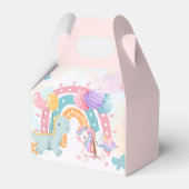 ピンクかわいいユニコーン恐竜の虹の誕生日パーティー フェイバーボックス (裏面サイド)