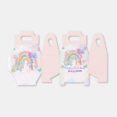 ピンクかわいいユニコーン恐竜の虹の誕生日パーティー フェイバーボックス (折り畳みなし)