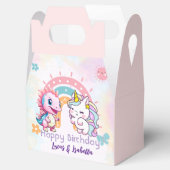 ピンクかわいいユニコーン恐竜の虹の誕生日パーティー フェイバーボックス (オープン)