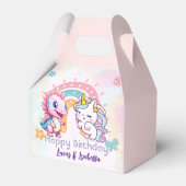 ピンクかわいいユニコーン恐竜の虹の誕生日パーティー フェイバーボックス (正面サイド)
