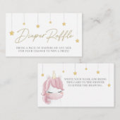 ピンクかわいいユニコーン赤ちゃんシャワーおむつラッフルカード エンクロージャーカード (正面/裏面)