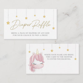 ピンクかわいいユニコーン赤ちゃんシャワーおむつラッフルカード エンクロージャーカード