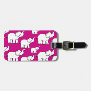 ピンクかわいい動物柄マンガ象の模様 ラゲッジタグ