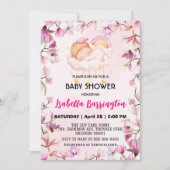 ピンクかわいい女の子の甘い夢の花の赤ちゃんシャワー子供 招待状 (正面)