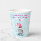ピンクかわいい女の子シーオッター誕生日パーティー 紙コップ (正面)