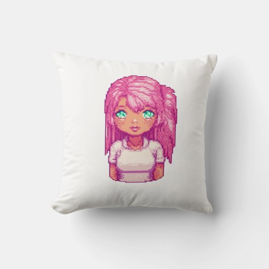 ピンクかわいい女の子 クッション (正面)