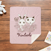 ピンクかわいい子猫バニー動物の友人ガールズキッズ シェルパブランケット