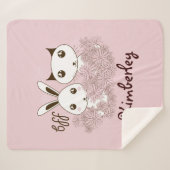 ピンクかわいい子猫バニー動物の友人ガールズキッズ シェルパブランケット (正面(横))