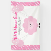 ピンクかわいい子羊のバルーン甘い女の子の赤ちゃんシャワー 横断幕 (縦)