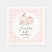 ピンクかわいい小さなカボチャのギンガムベビーガールシャワー スタンダードカクテルナプキン (正面)